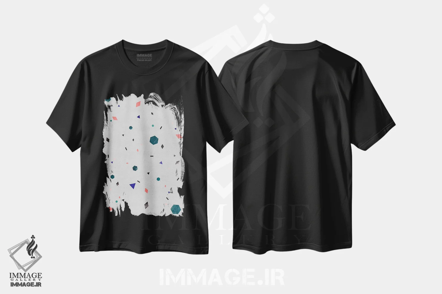 تیشرت مشکی طرح دار هزارنگار، آبستره اثر لیمُو | immage.ir