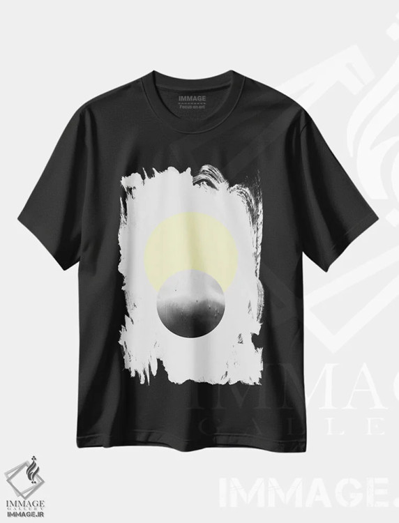 تیشرت مشکی طرح دار ماه و خورشید، آبستره اثر لیمُو | immage.ir