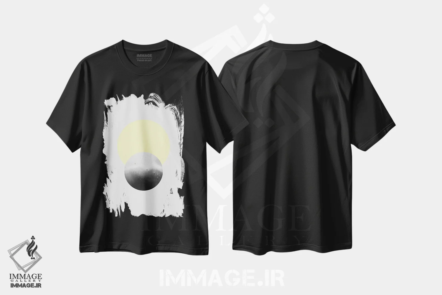 تیشرت مشکی طرح دار ماه و خورشید، آبستره اثر لیمُو | immage.ir