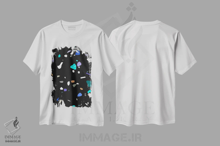 تیشرت سفید طرح دار ترازوی نقاشی شده II، آبستره اثر لیمُو | immage.ir