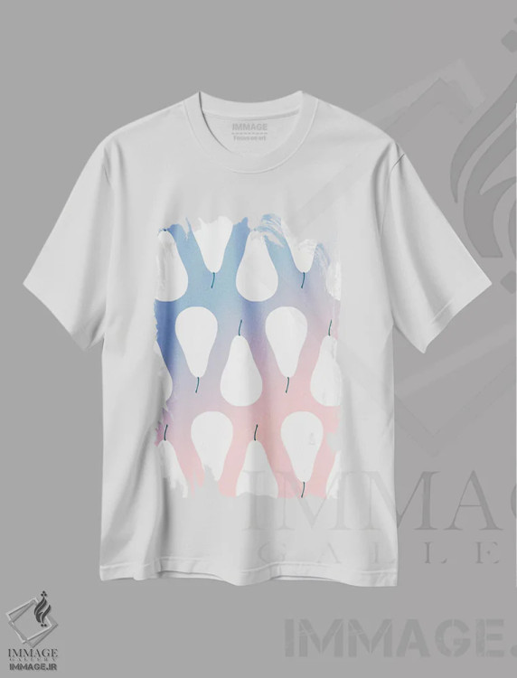 تیشرت سفید طرح دار گلابی ها، هنر فاخر معاصر اثر لیمُو | فروشگاه ایماژ