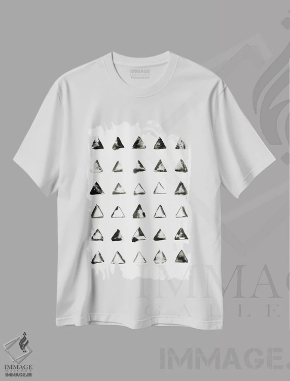 تیشرت سفید طرح دار مثلث ها، آبستره اثر لیمُو | immage.ir