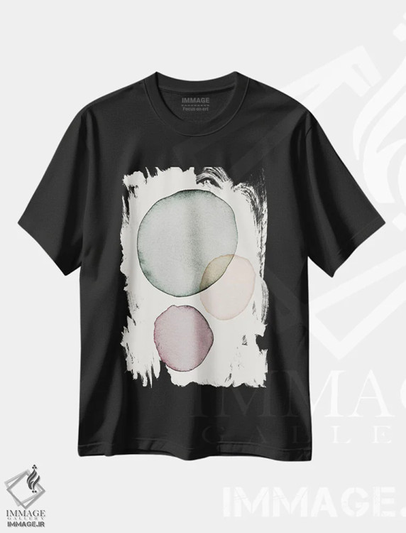 تیشرت مشکی طرح دار آرام، آبستره اثر لیمُو | فروشگاه ایماژ