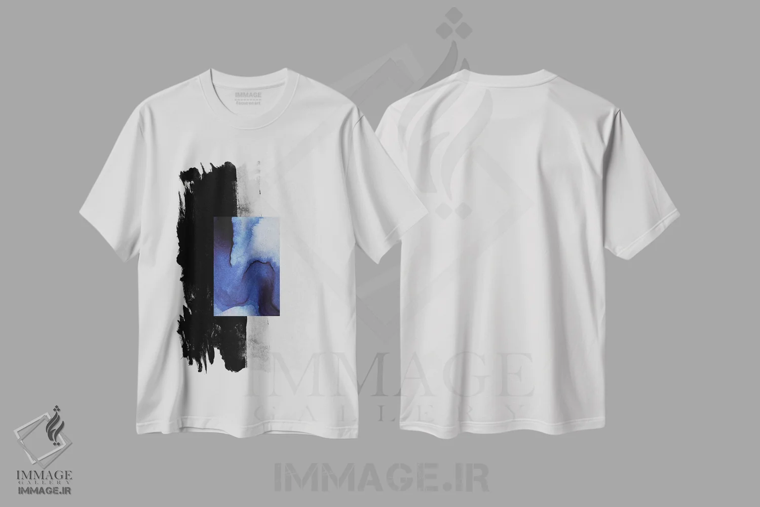 تیشرت سفید طرح دار آبی اثر لیمُو | immage.ir