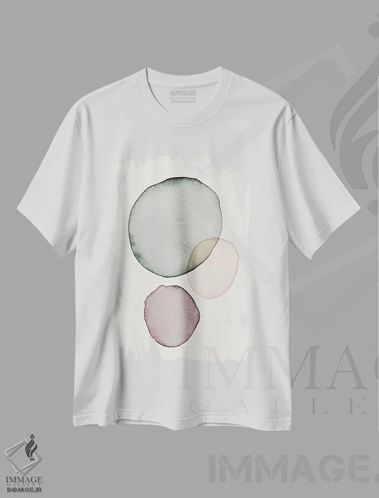 تیشرت سفید طرح دار آرام، آبستره اثر لیمُو | immage.ir