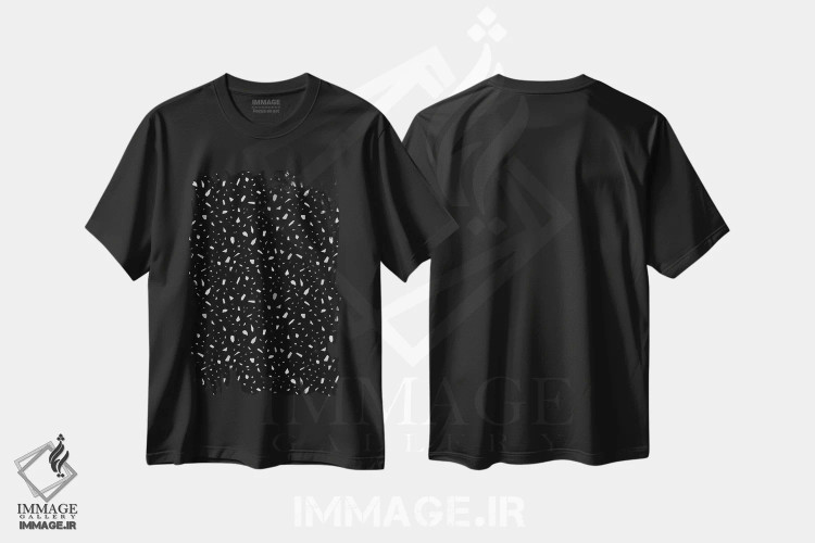 تیشرت مشکی طرح دار قطعه قطعه تاریک اثر لیمُو | immage.ir