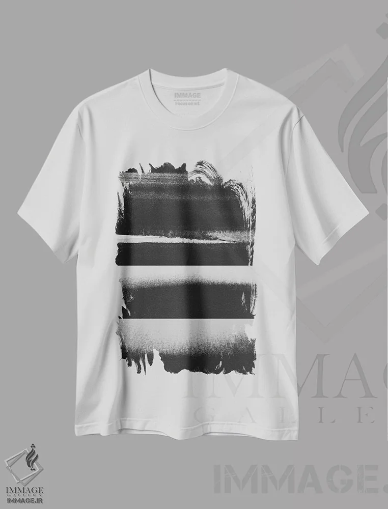 تیشرت سفید طرح دار بُعد، آبستره اثر لیمُو | immage.ir
