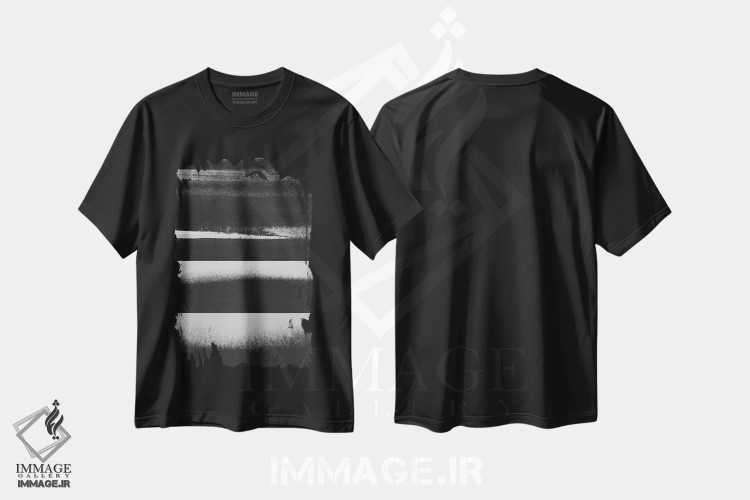 تیشرت مشکی طرح دار بُعد، آبستره اثر لیمُو | فروشگاه ایماژ