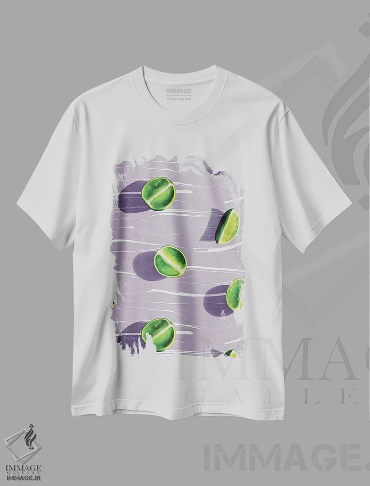 تیشرت سفید طرح دار میوه X-I، هنر فاخر معاصر اثر لیمُو | immage.ir