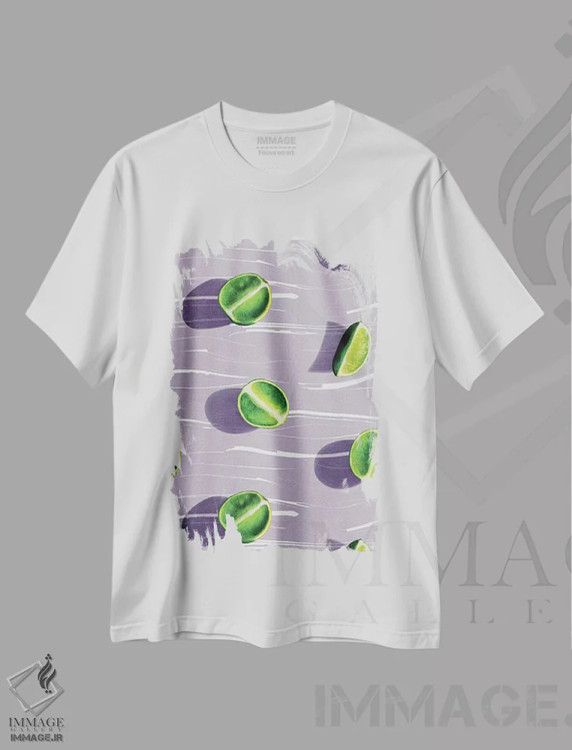 تیشرت سفید طرح دار میوه X-I، هنر فاخر معاصر اثر لیمُو | immage.ir