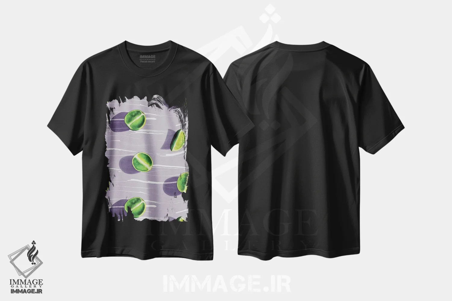 تیشرت مشکی طرح دار میوه X-I، هنر فاخر معاصر اثر لیمُو | فروشگاه ایماژ