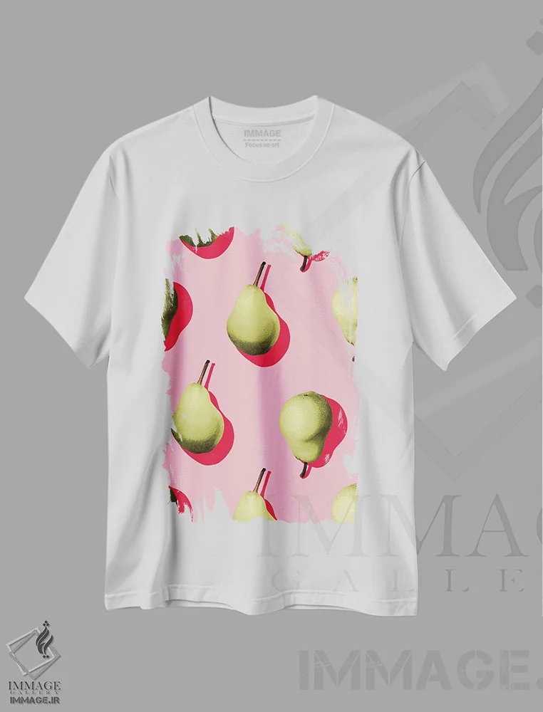 تیشرت سفید طرح دار میوه XVII، هنر فاخر معاصر اثر لیمُو | immage.ir
