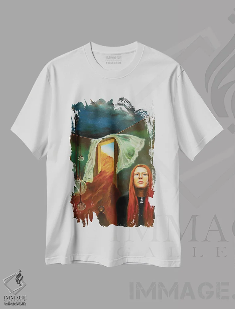 تیشرت سفید طرح دار غبار ستاره، هنر فاخر معاصر اثر ادینا لومولر | immage.ir