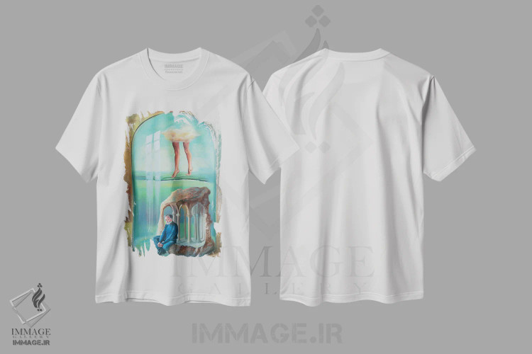 تیشرت سفید طرح دار آکواریوم، هنر فاخر معاصر اثر ادینا لومولر | فروشگاه ایماژ