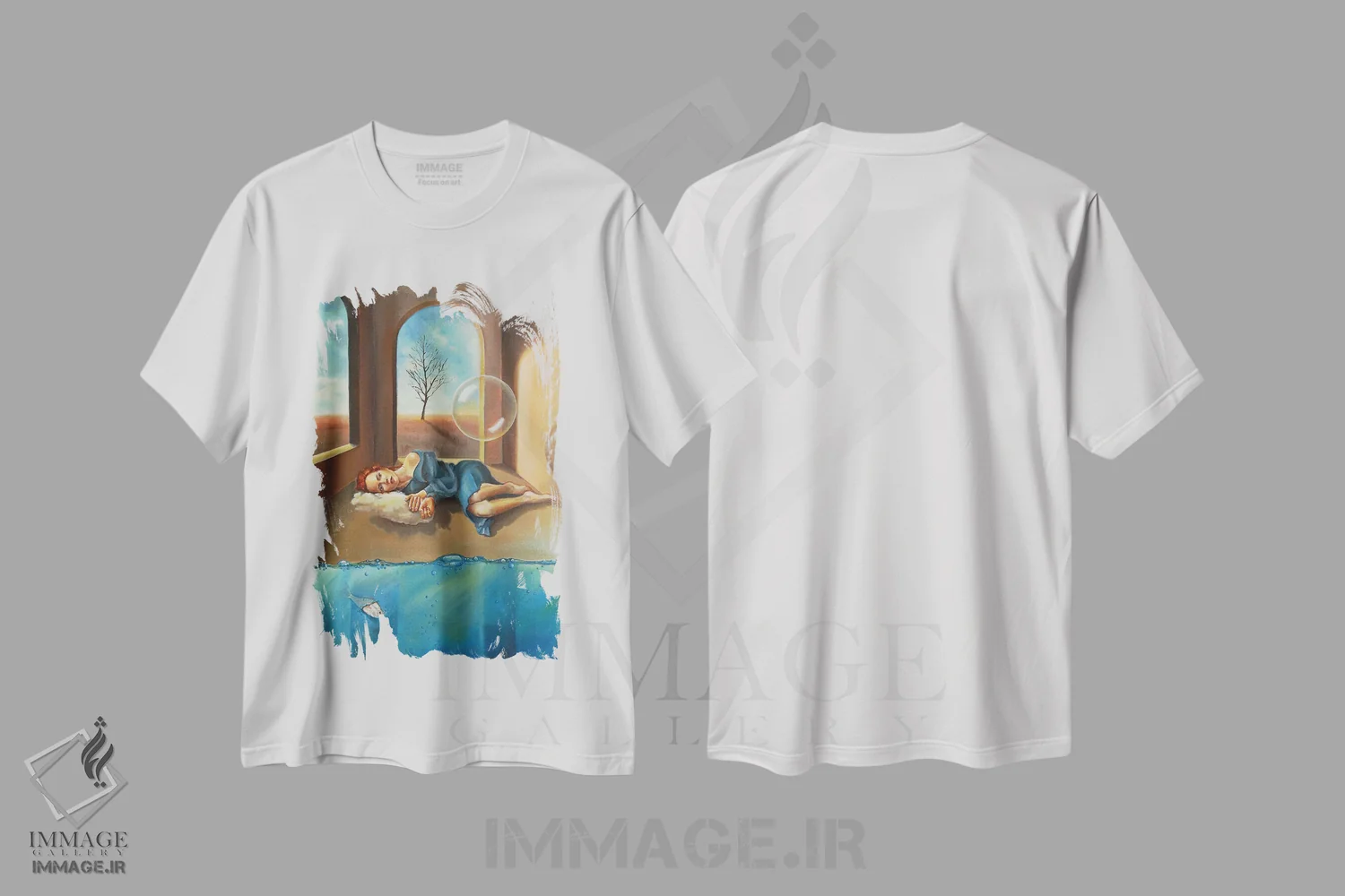 تیشرت سفید طرح دار سکوت درون، هنر فاخر معاصر اثر ادینا لومولر | immage.ir