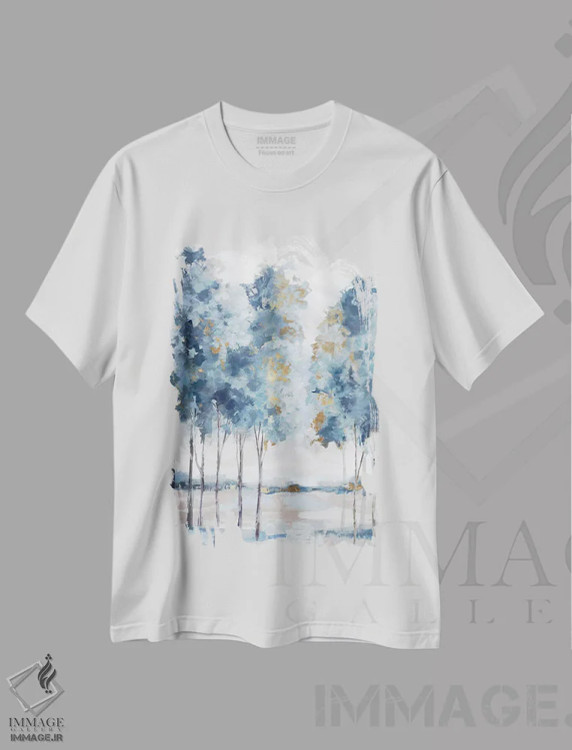 تیشرت سفید طرح دار جنگل نیروی دریایی، آبستره اثر لونا ماویس | فروشگاه ایماژ