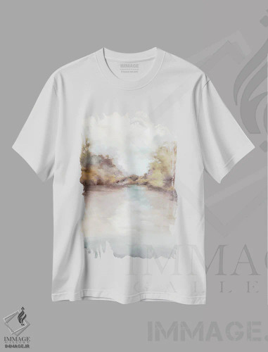 تیشرت سفید طرح دار واحه آرامش II، آبستره اثر لونا ماویس | فروشگاه ایماژ