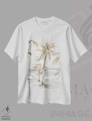 تیشرت سفید طرح دار هوای جزیره استوایی، آبستره اثر لونا ماویس | فروشگاه ایماژ