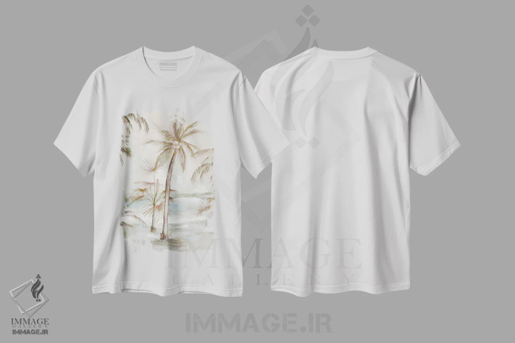 تیشرت سفید طرح دار هوای جزیره استوایی، آبستره اثر لونا ماویس | فروشگاه ایماژ