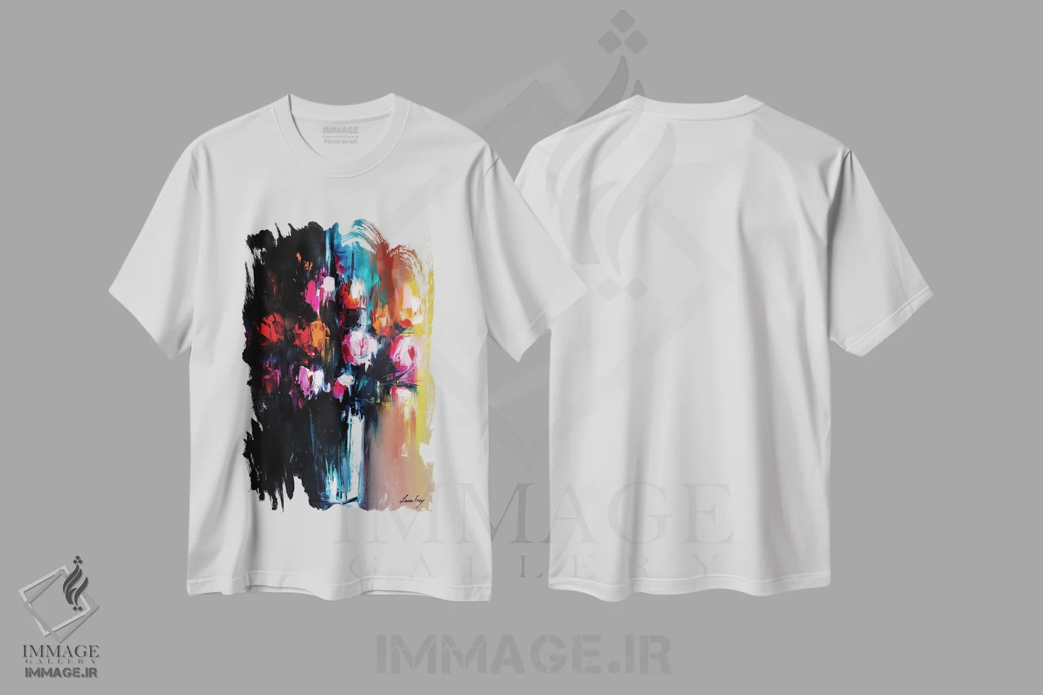 تیشرت سفید طرح دار سمفونی شیرین و تلخ، دکور معاصر اثر لانا فری | immage.ir