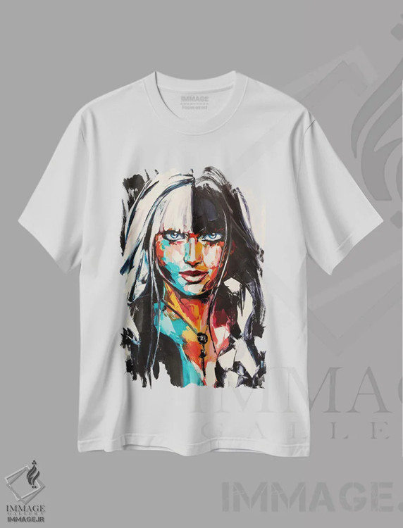 تیشرت سفید طرح دار مات، دکور معاصر اثر لانا فری | فروشگاه ایماژ