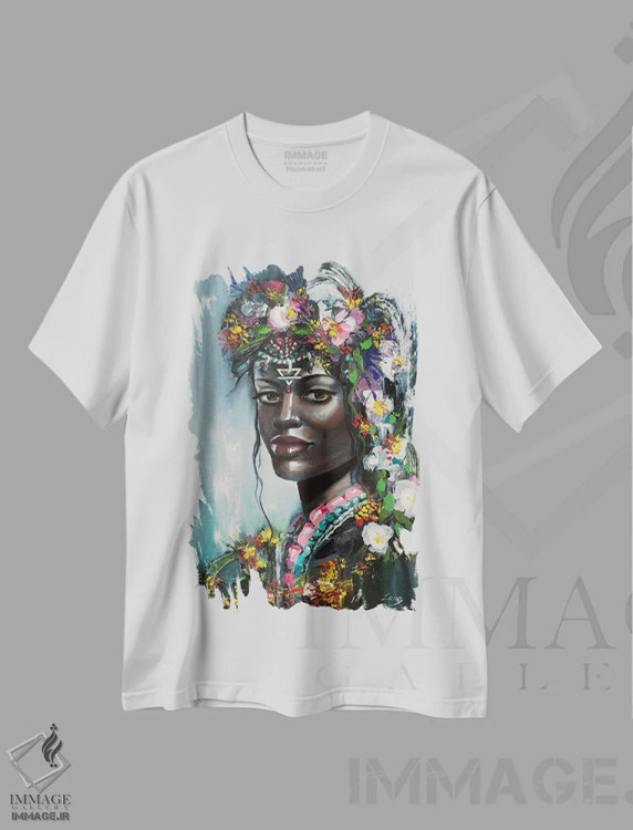تیشرت سفید طرح دار زمین، هنر آمریکایی آفریقایی تبار اثر لانا فری | فروشگاه ایماژ