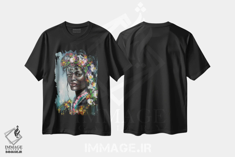 تیشرت مشکی طرح دار زمین، هنر آمریکایی آفریقایی تبار اثر لانا فری | immage.ir