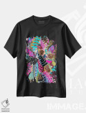 تیشرت مشکی طرح دار گل ها دو، دکور بوهمی اثر لنکا اشتسنا | فروشگاه ایماژ