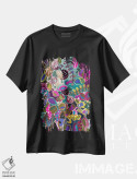 تیشرت مشکی طرح دار گل ها هفتم، دکور بوهمی اثر لنکا اشتسنا | فروشگاه ایماژ