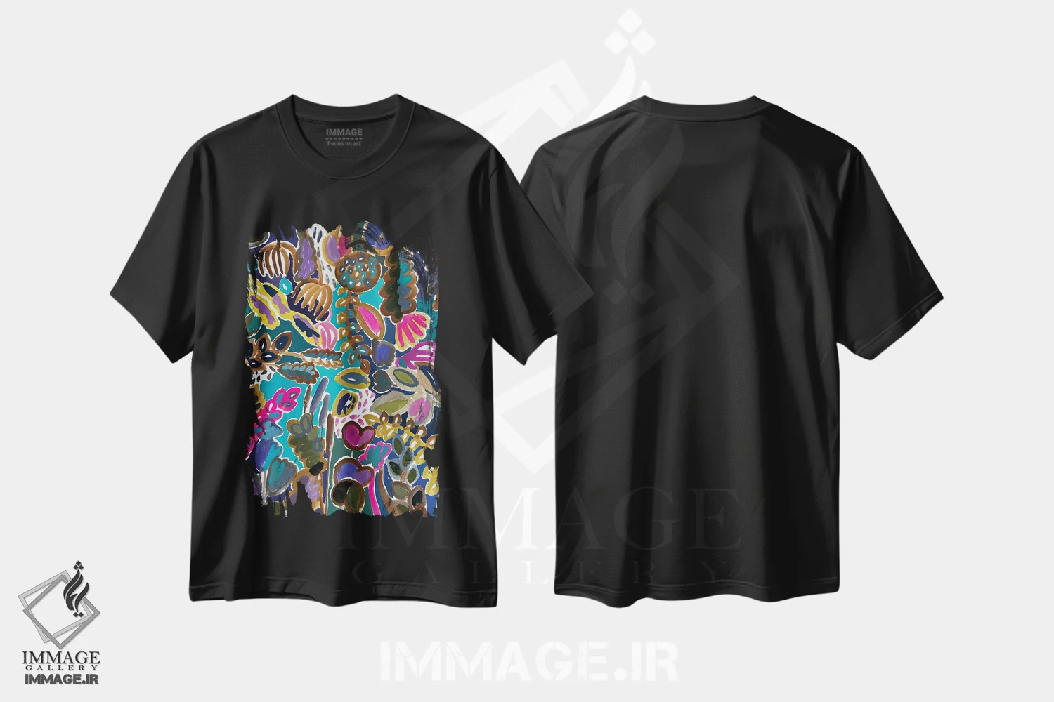 تیشرت مشکی طرح دار گل ها هشتم، دکور بوهمی اثر لنکا اشتسنا | immage.ir