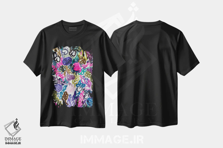 تیشرت مشکی طرح دار گل ها سیزدهم، دکور بوهمی اثر لنکا اشتسنا | immage.ir