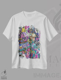 تیشرت سفید طرح دار گل ها دوازدهم، دکور بوهمی اثر لنکا اشتسنا | فروشگاه ایماژ