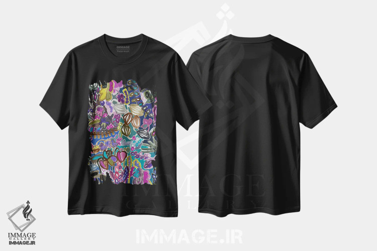 تیشرت مشکی طرح دار گل ها دوازدهم، دکور بوهمی اثر لنکا اشتسنا | immage.ir