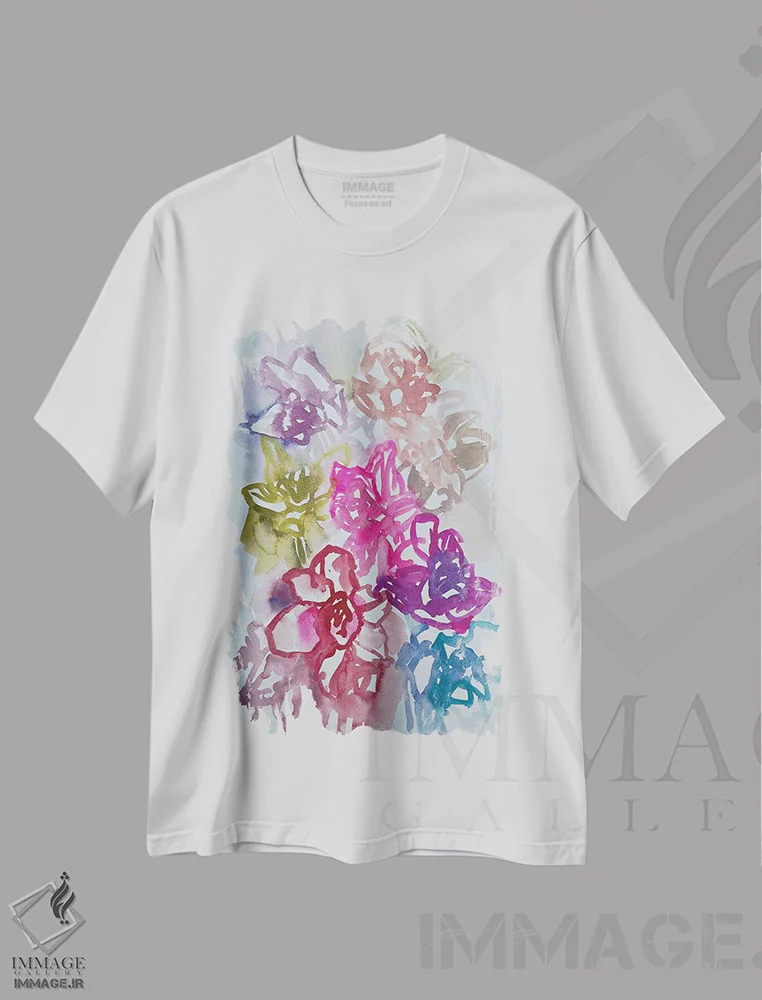 تیشرت سفید طرح دار نرگس ها یک، دکور بوهمی اثر لنکا اشتسنا | immage.ir