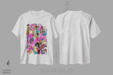 تیشرت سفید طرح دار گل ها یک، دکور بوهمی اثر لنکا اشتسنا | فروشگاه ایماژ