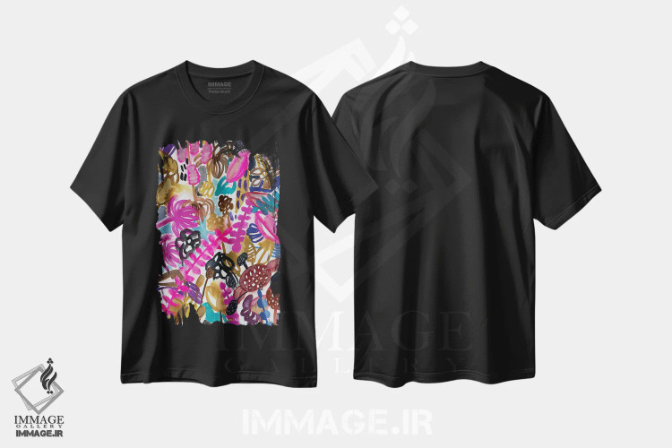 تیشرت مشکی طرح دار گل ها یک، دکور بوهمی اثر لنکا اشتسنا | immage.ir