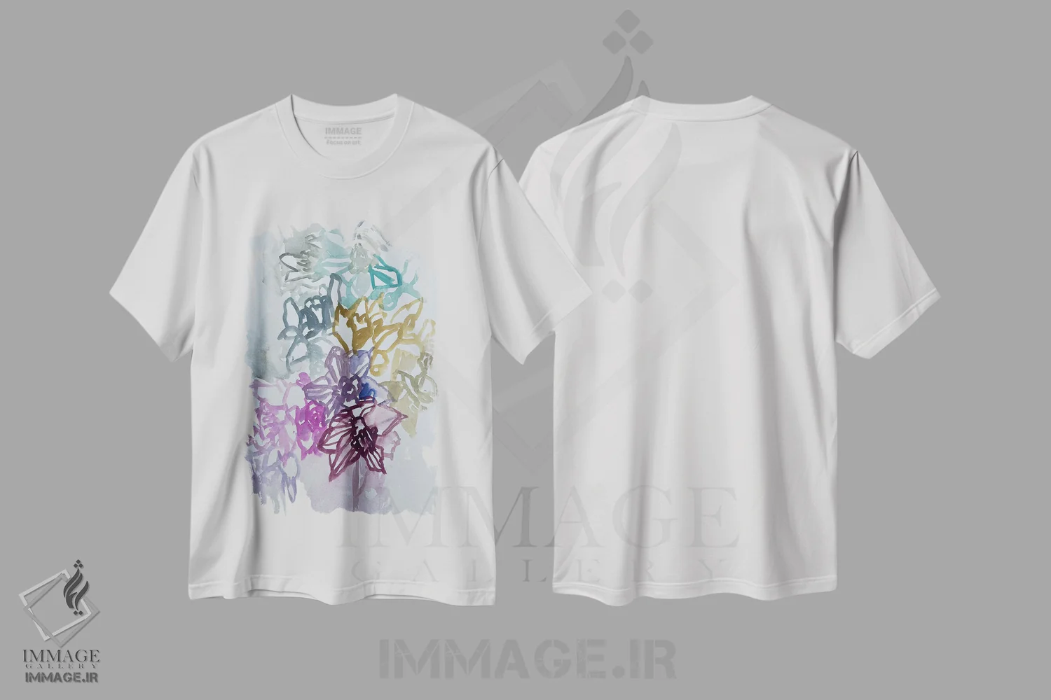 تیشرت سفید طرح دار نرگس ها دو، دکور بوهمی اثر لنکا اشتسنا | فروشگاه ایماژ