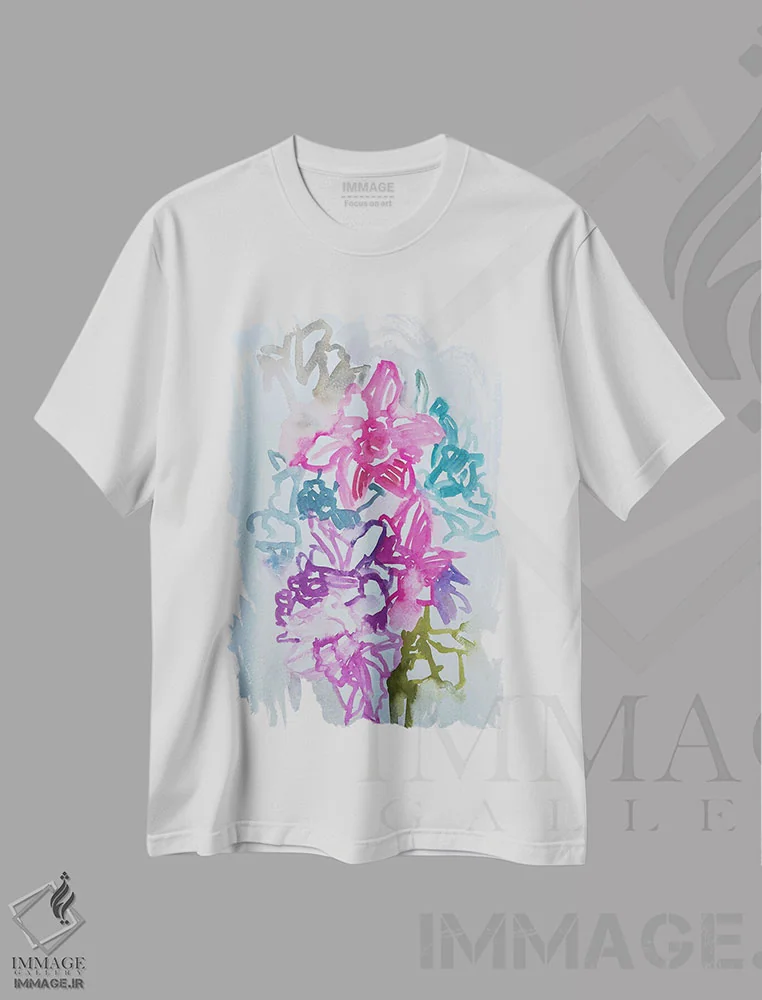 تیشرت سفید طرح دار نرگس ها سه، دکور بوهمی اثر لنکا اشتسنا | immage.ir