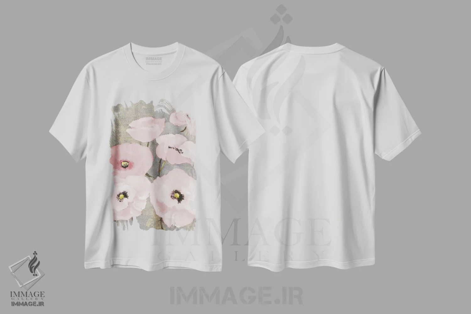 تیشرت سفید طرح دار شقایق های شرمگین کیندل دو، تزئینی اثر لِینی لورث | فروشگاه ایماژ