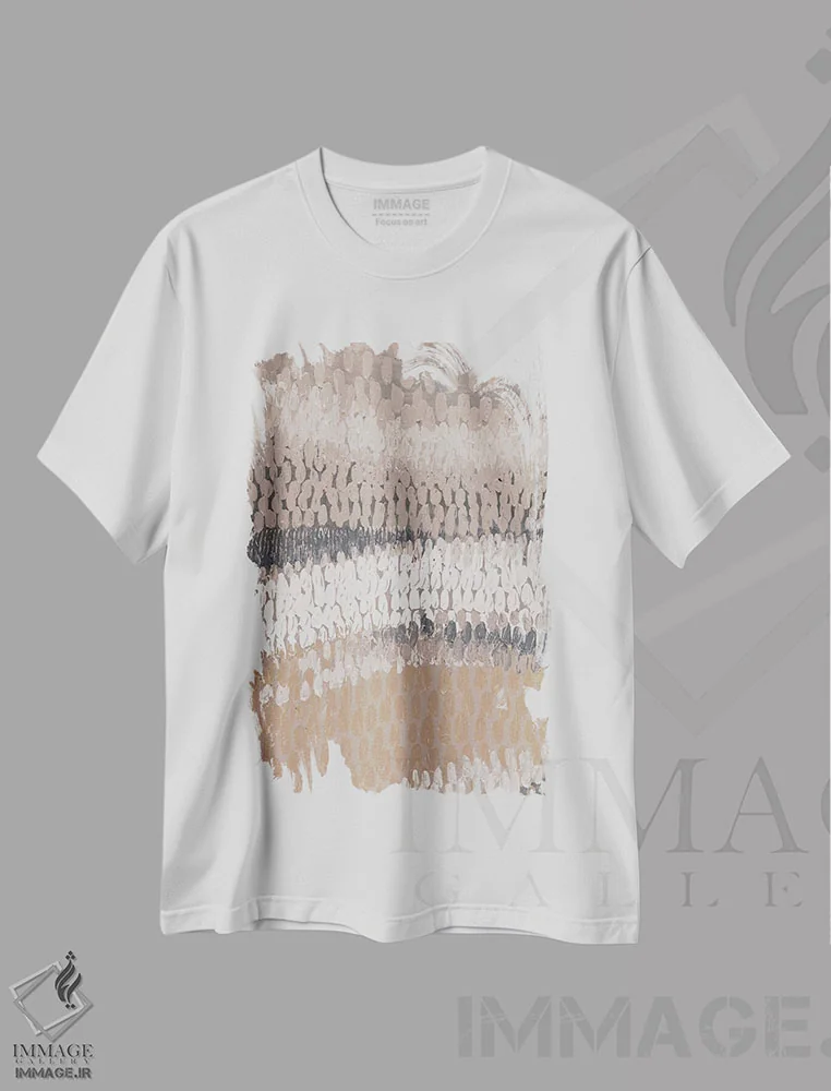 تیشرت سفید طرح دار "نوسان خنثی I" اثر لِینی لورث | فروشگاه ایماژ