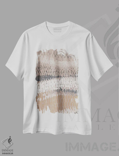 تیشرت سفید طرح دار "نوسان خنثی I" اثر لِینی لورث | فروشگاه ایماژ