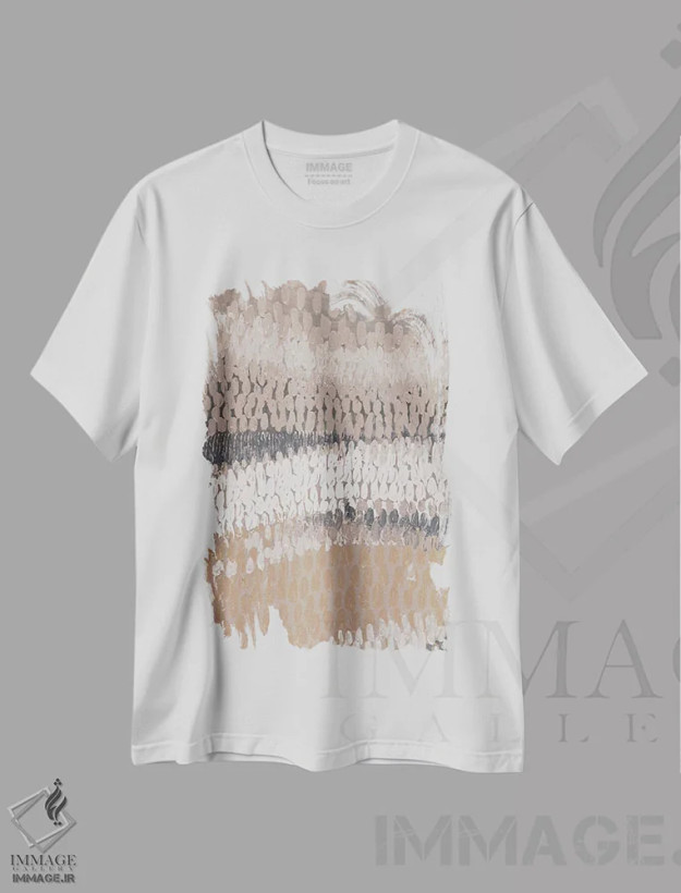 تیشرت سفید طرح دار "نوسان خنثی I" اثر لِینی لورث | فروشگاه ایماژ