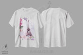 تیشرت سفید طرح دار "شکوفه های پاریسی I"، تزئینی اثر لِینی لورث | فروشگاه ایماژ