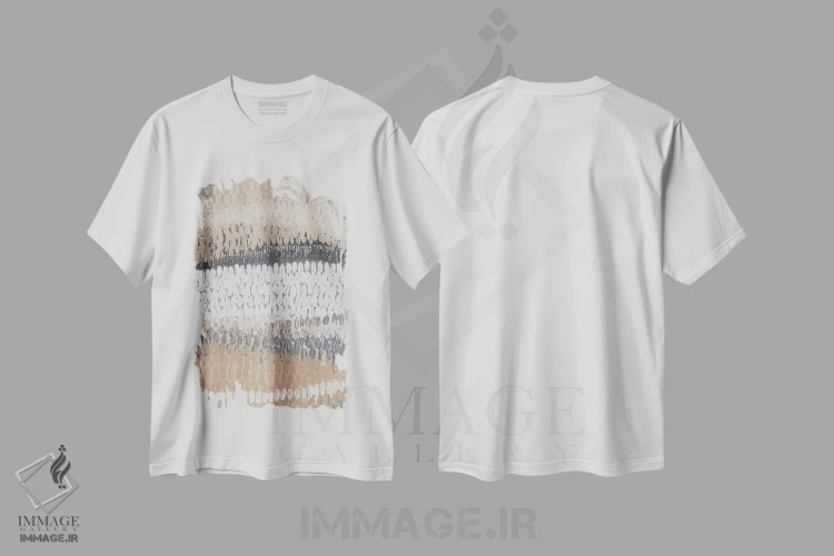 تیشرت سفید طرح دار "نوسان خنثی II" اثر لِینی لورث | immage.ir
