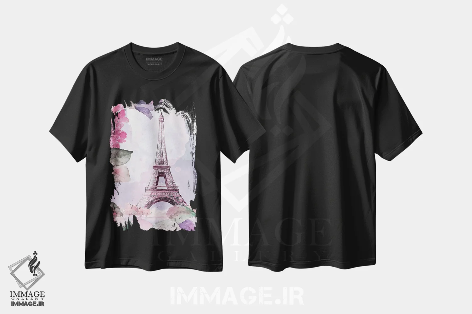 تیشرت مشکی طرح دار "شکوفه های پاریسی I"، تزئینی اثر لِینی لورث | immage.ir