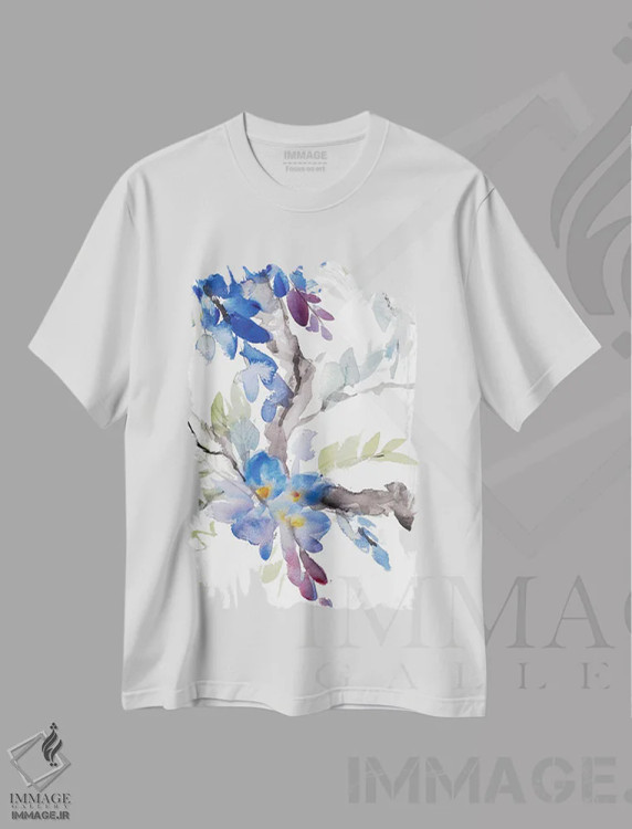 تیشرت سفید طرح دار "ویستریای آرام"، تزئینی اثر لِینی لورث | immage.ir