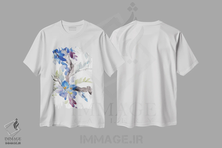 تیشرت سفید طرح دار "ویستریای آرام"، تزئینی اثر لِینی لورث | immage.ir