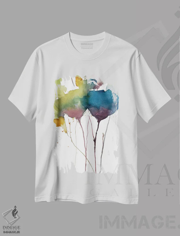 تیشرت سفید طرح دار "لطافت گل های وحشی II"، تزئینی اثر لِینی لورث | فروشگاه ایماژ