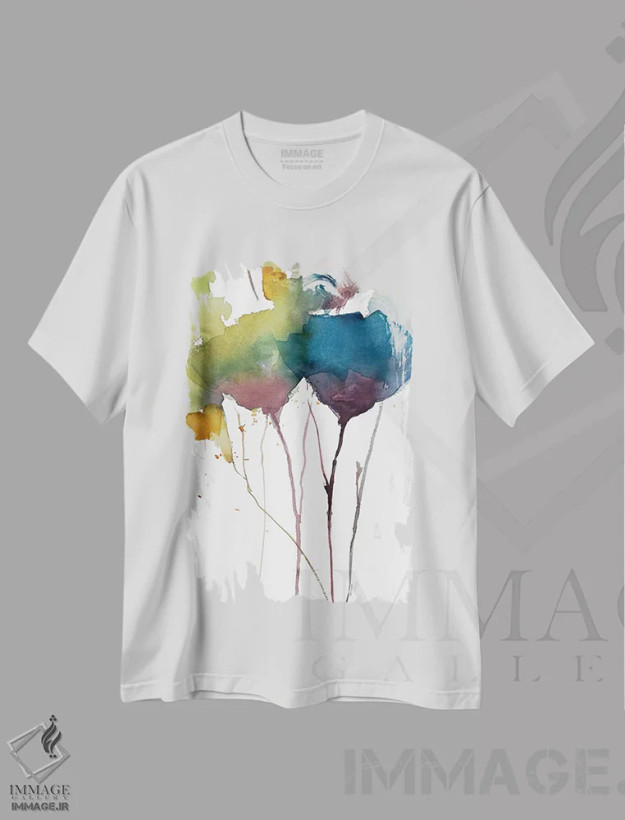 تیشرت سفید طرح دار "لطافت گل های وحشی II"، تزئینی اثر لِینی لورث | فروشگاه ایماژ