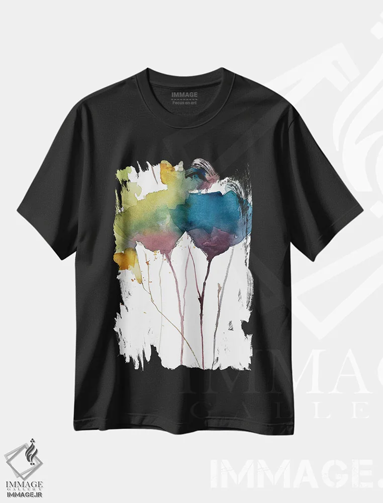 تیشرت مشکی طرح دار "لطافت گل های وحشی II"، تزئینی اثر لِینی لورث | immage.ir